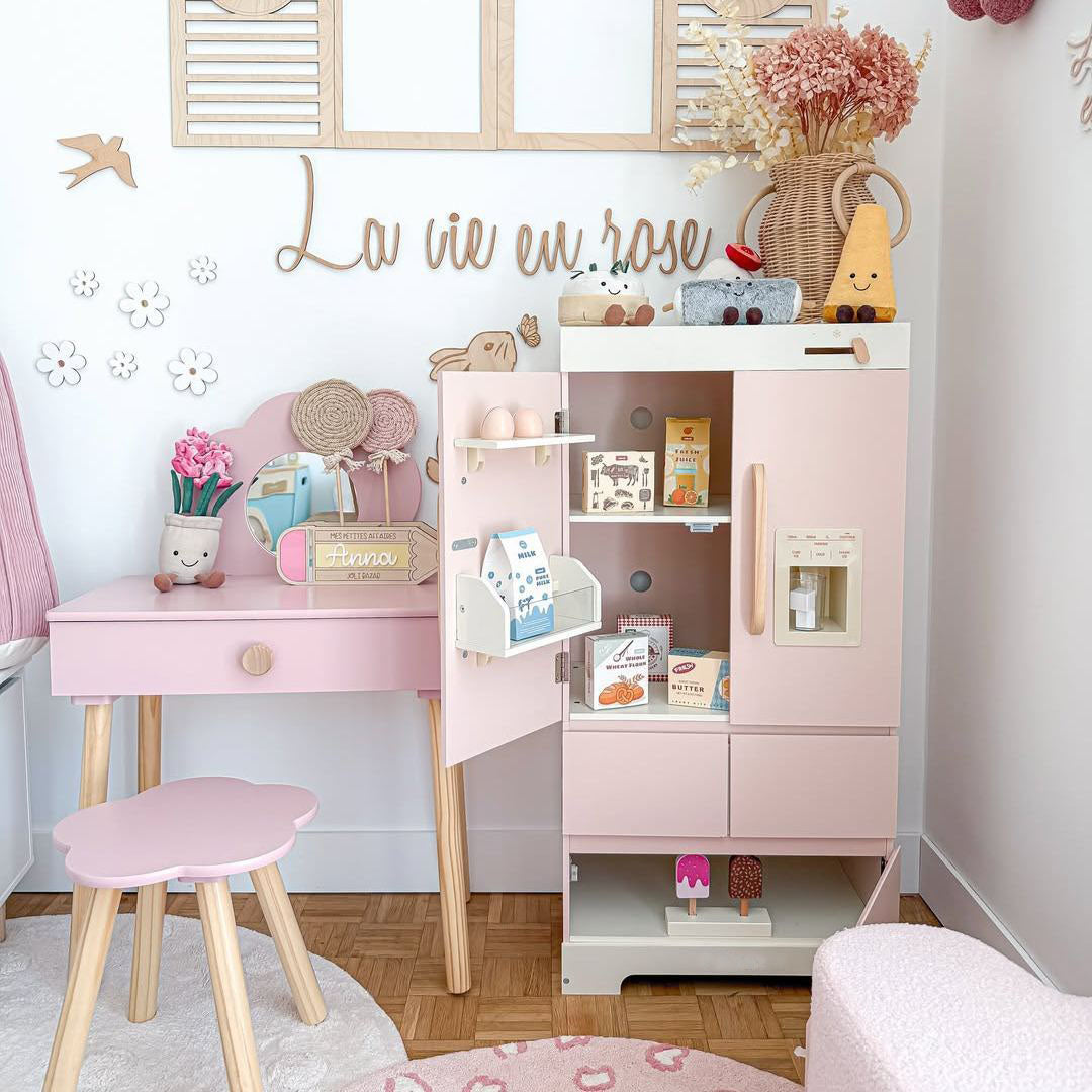 Pink Wooden Play Refrigerator for Kids SproutHands™