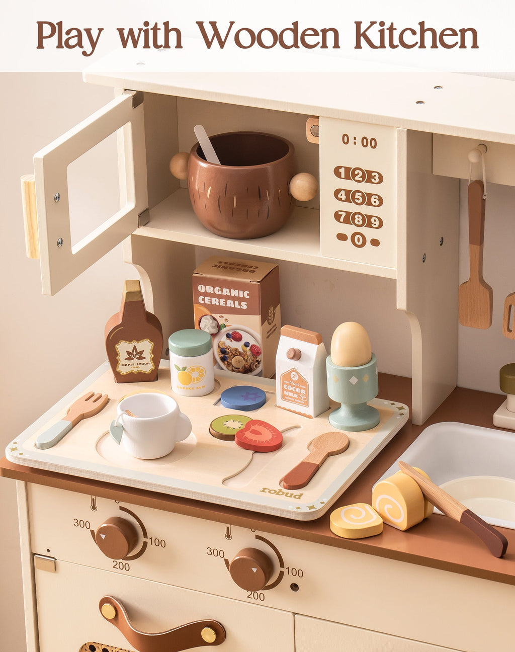4-Set Wooden Play Dishes Set - Lunamoa