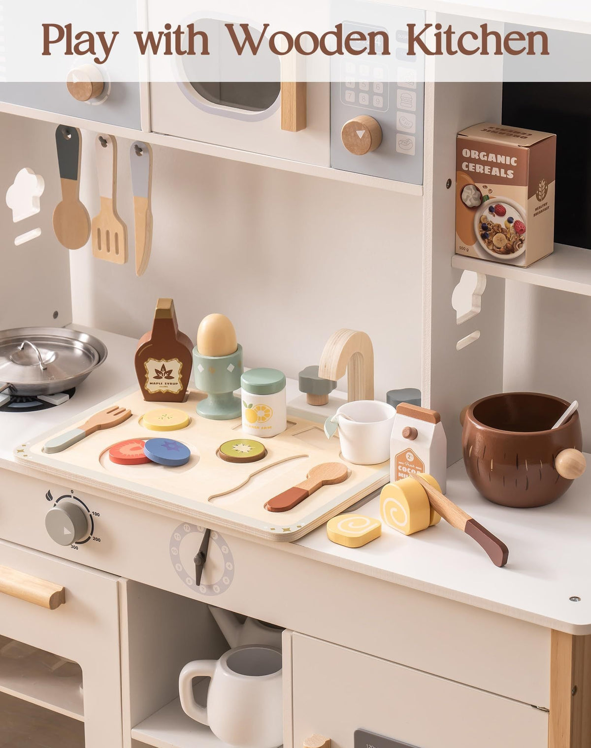 4-Set Wooden Play Dishes Set - Lunamoa