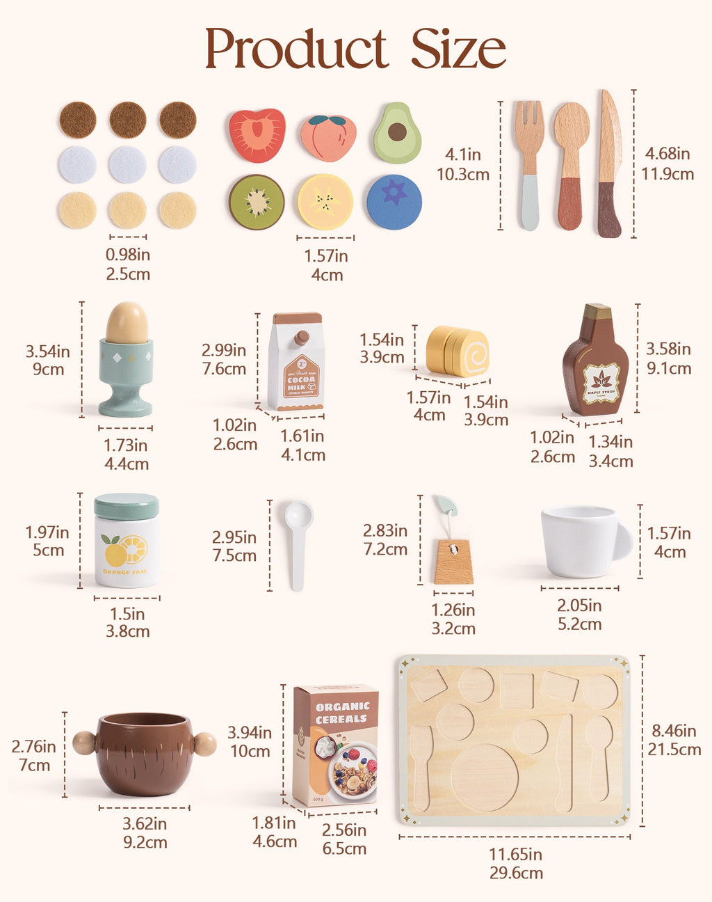4-Set Wooden Play Dishes Set - Lunamoa