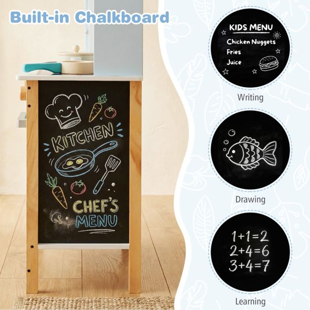 Kids Wooden Play Kitchen with Chalkboard SproutHands™