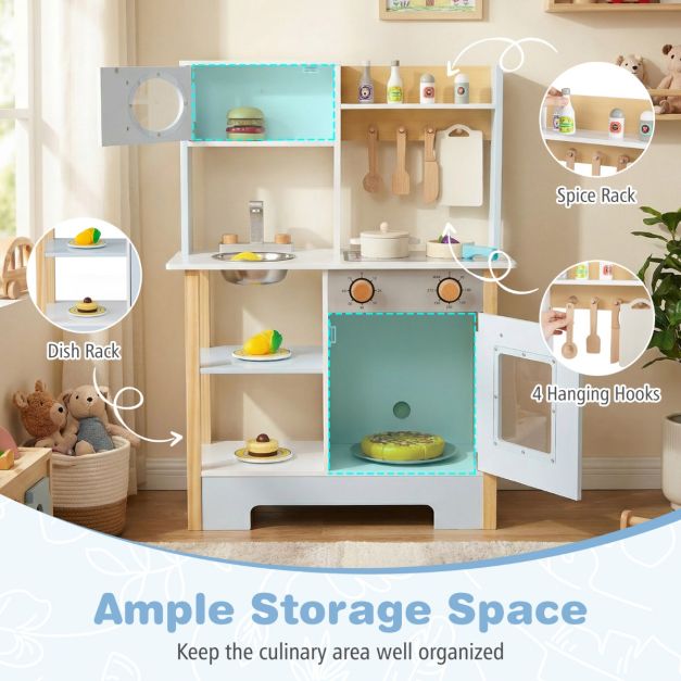Kids Wooden Play Kitchen with Chalkboard SproutHands™
