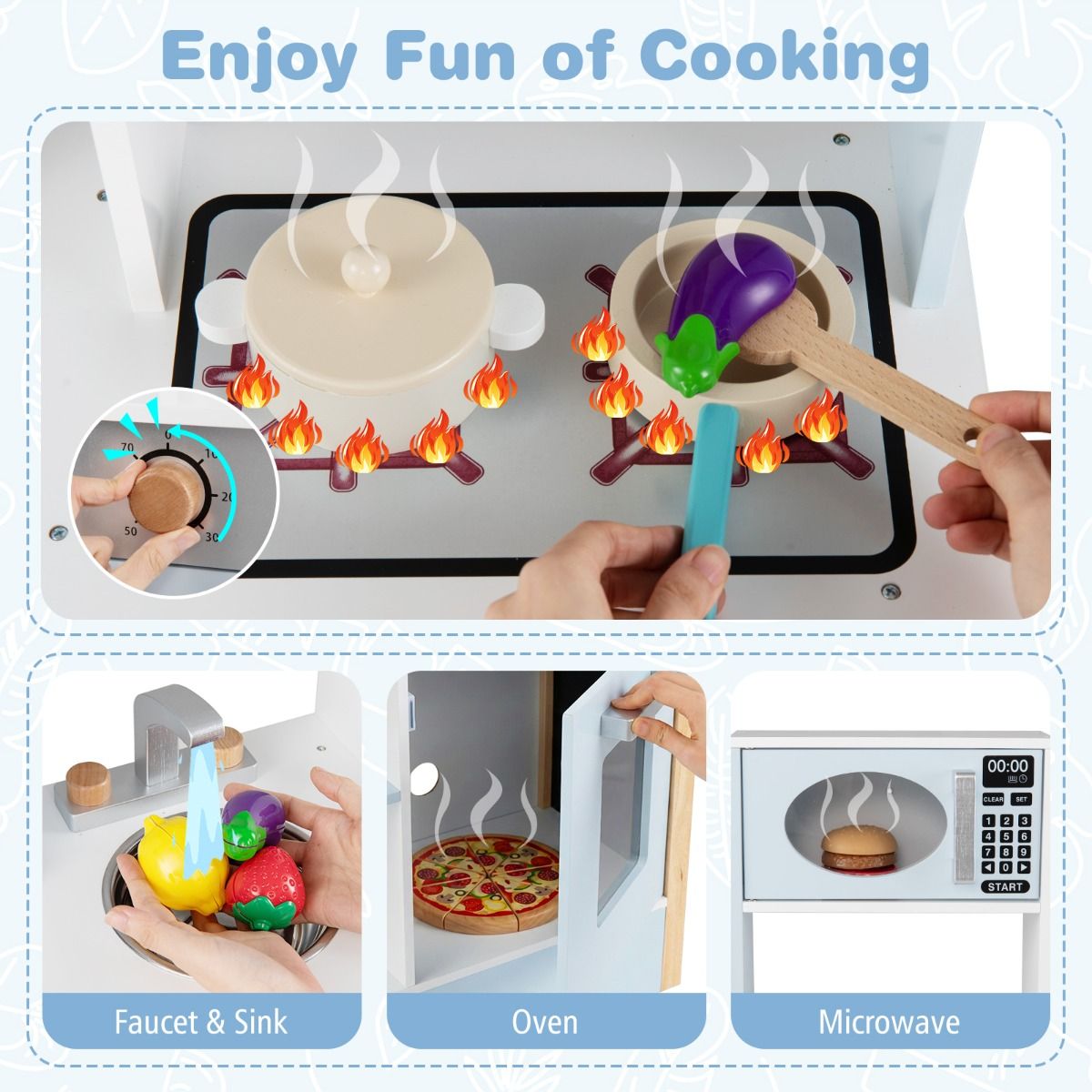 Kids Wooden Play Kitchen with Chalkboard SproutHands™