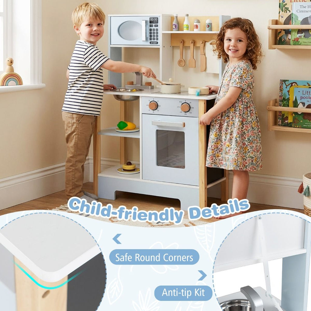 Kids Wooden Play Kitchen with Chalkboard SproutHands™