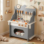 Wooden Play Kitchen Set with Clock & Spice Rack SproutHands™