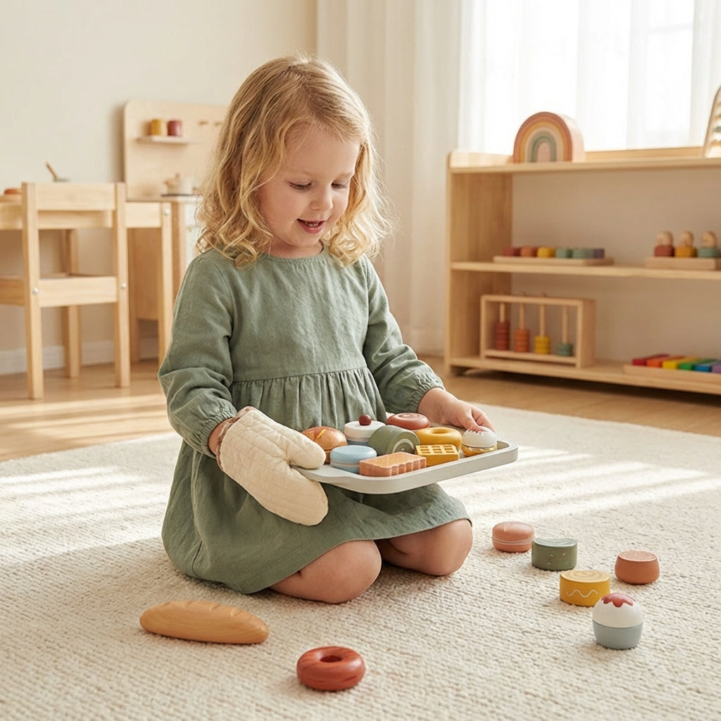 Wooden Play Kitchen Food
