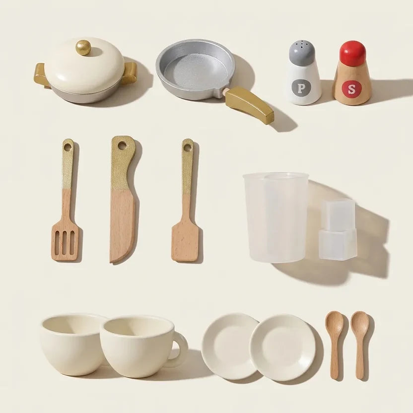 Kids Wooden Play Kitchen with Ice Maker & Dishwasher