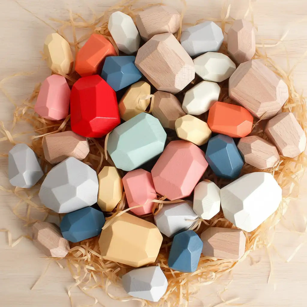 Wooden Stacking Rocks