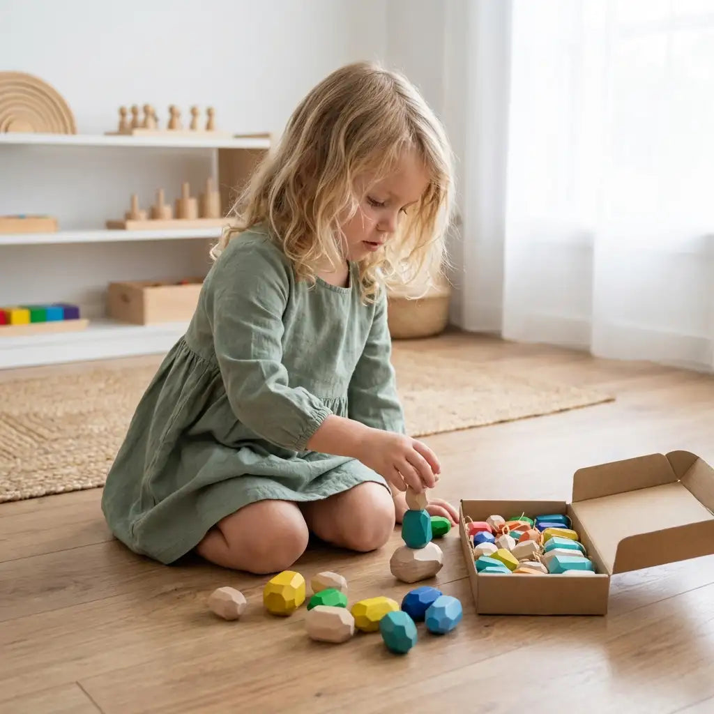 Wooden Stacking Rocks