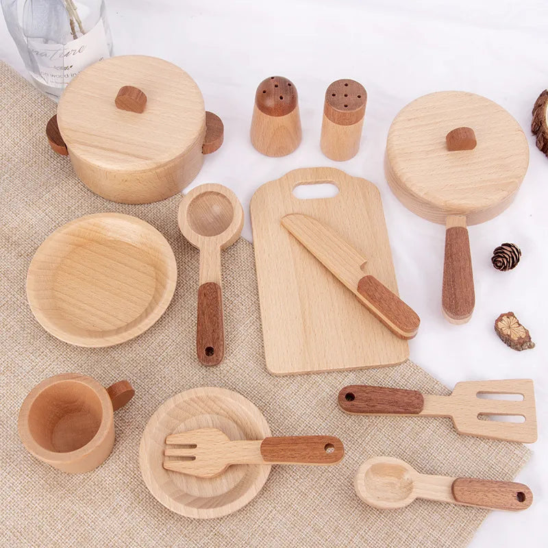 Wooden Kitchen Play Set for Toddlers - Lunamoa