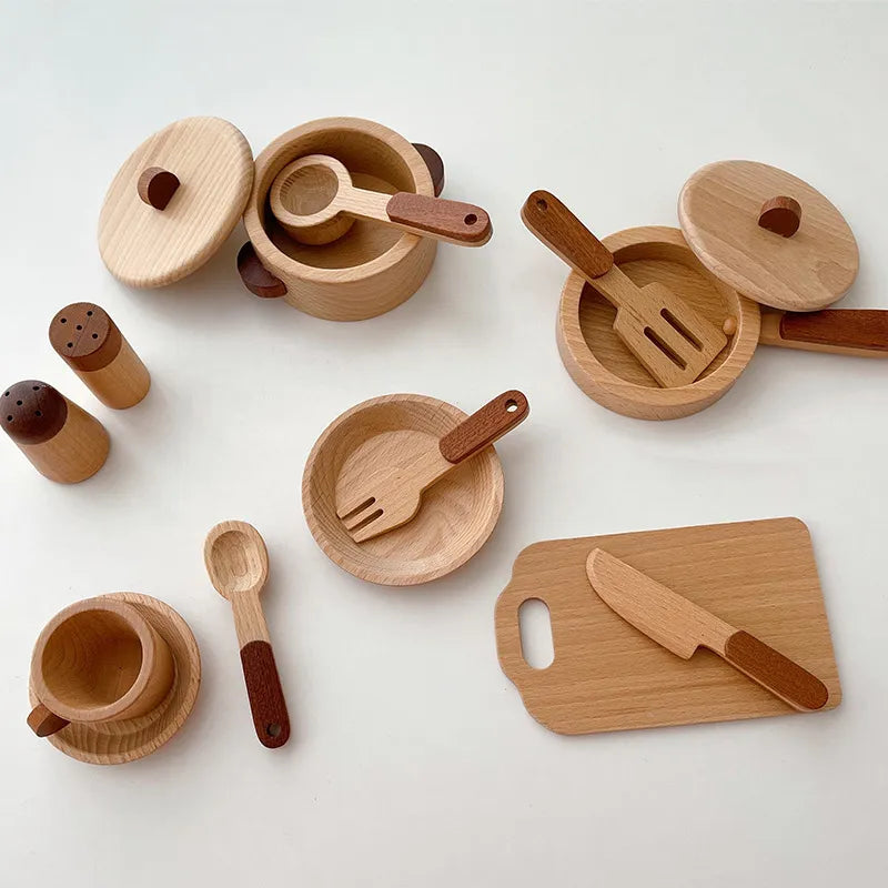 Wooden Kitchen Play Set for Toddlers - Lunamoa