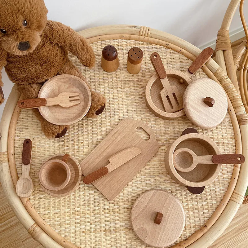 Wooden Kitchen Play Set for Toddlers - Lunamoa