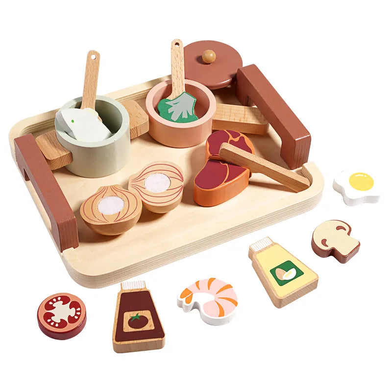 Wooden Pretend Play Kitchen Set - Lunamoa